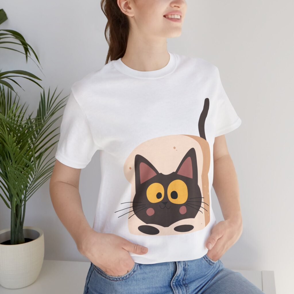 Cat in Toast Cute Graphic Tee — Playful Black Cat T-Shirt for Cat Lovers