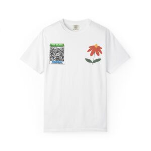 Floral Doodle T-Shirt — Minimal Red Flower Pocket Tee - #93